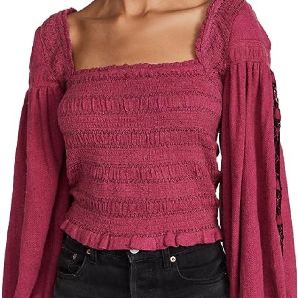 Free People NWT Maggie Rose Hypnotic Embroidered Top Sz L